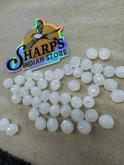 10MM GLASS FACETED #210 OPAL WHITE