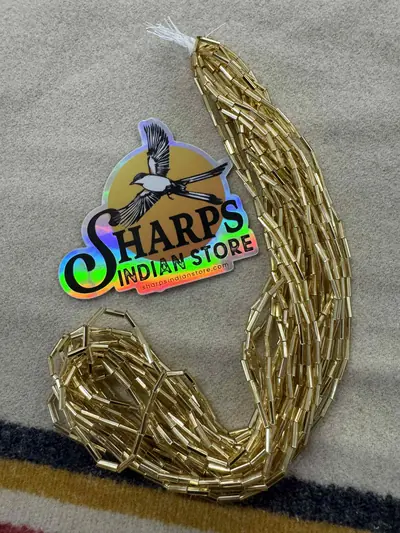 Size 3 Bugle Beads #452 Silver Lined Gold