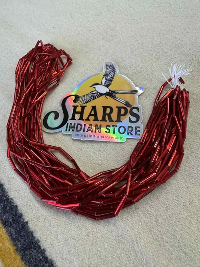 Size 5 Bugle Beads Red Luster