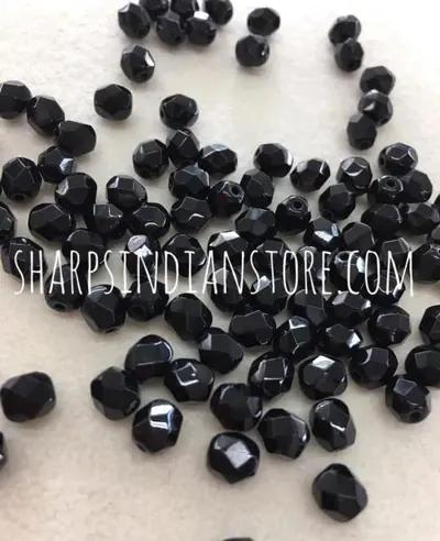 6MM GLASS FACETED 109 BLACK OPAQUE