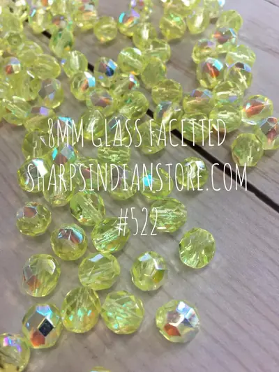 8MM GLASS FACETED 522 JONQUIL AURORA BOREALIS