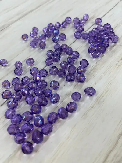 8MM GLASS FACETED 597-DC AMETHYST AURORA BOREALIS