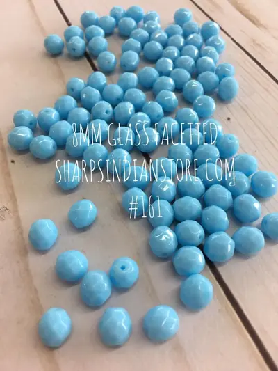 8MM GLASS 161 OPAQUE VERY LIGHT TURQUOISE