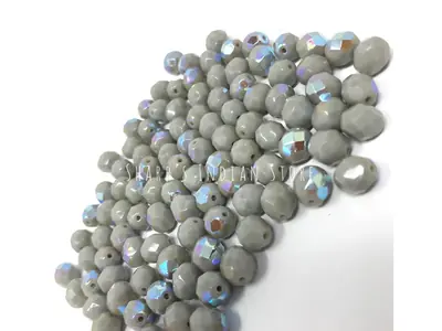 8MM FACETED GLASS OPAQUE GREY AB