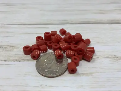 6MM TILE BEAD DARK RED