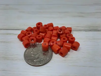 6MM TILE BEAD RED-ORANGE