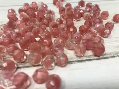 8MM GLASS FACETED CRYSTAL DUSTY ROSE