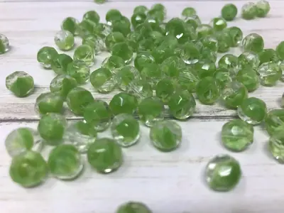 8MM GLASS FACETED CRYSTAL PERIDOT