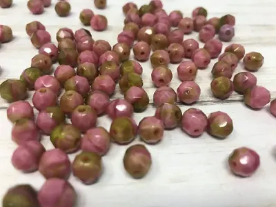 8MM GLASS FACETED MOSS PINK