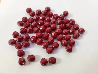 8MM GLASS FACETED 148 DEEP RED OPAQUE