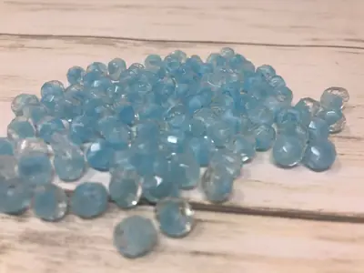 8MM GLASS FACETED CRYSTAL AQUA