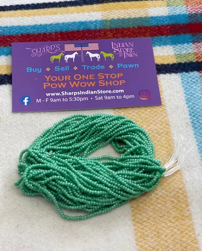 12/0 SEED BEAD #382 OPAQUE GREEN LUSTER