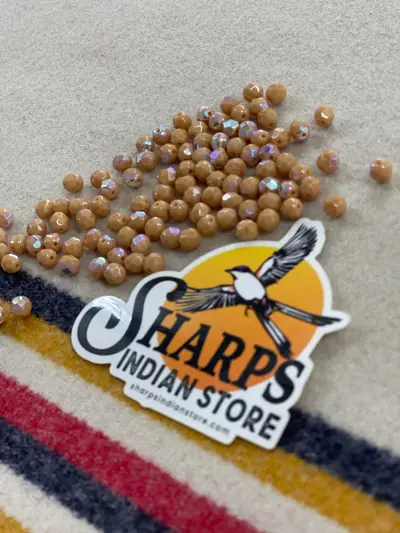 6MM GLASS FACETED BEIGE AB