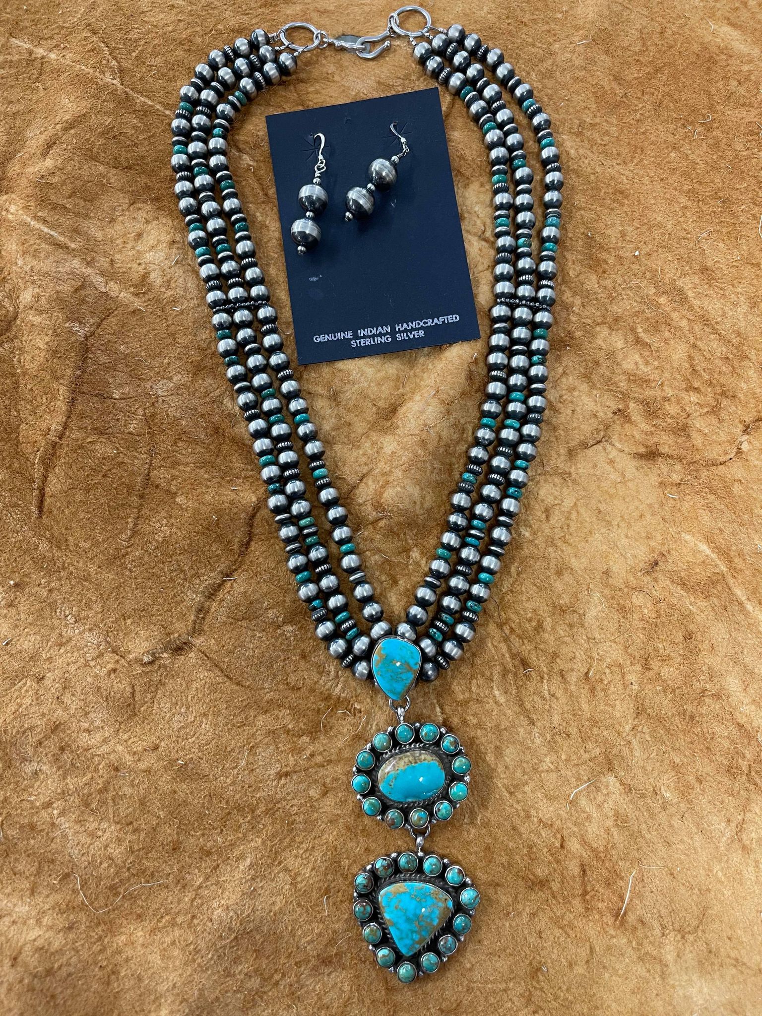 Navajo pearls and multi stone cross necklace – La Jolla Designs
