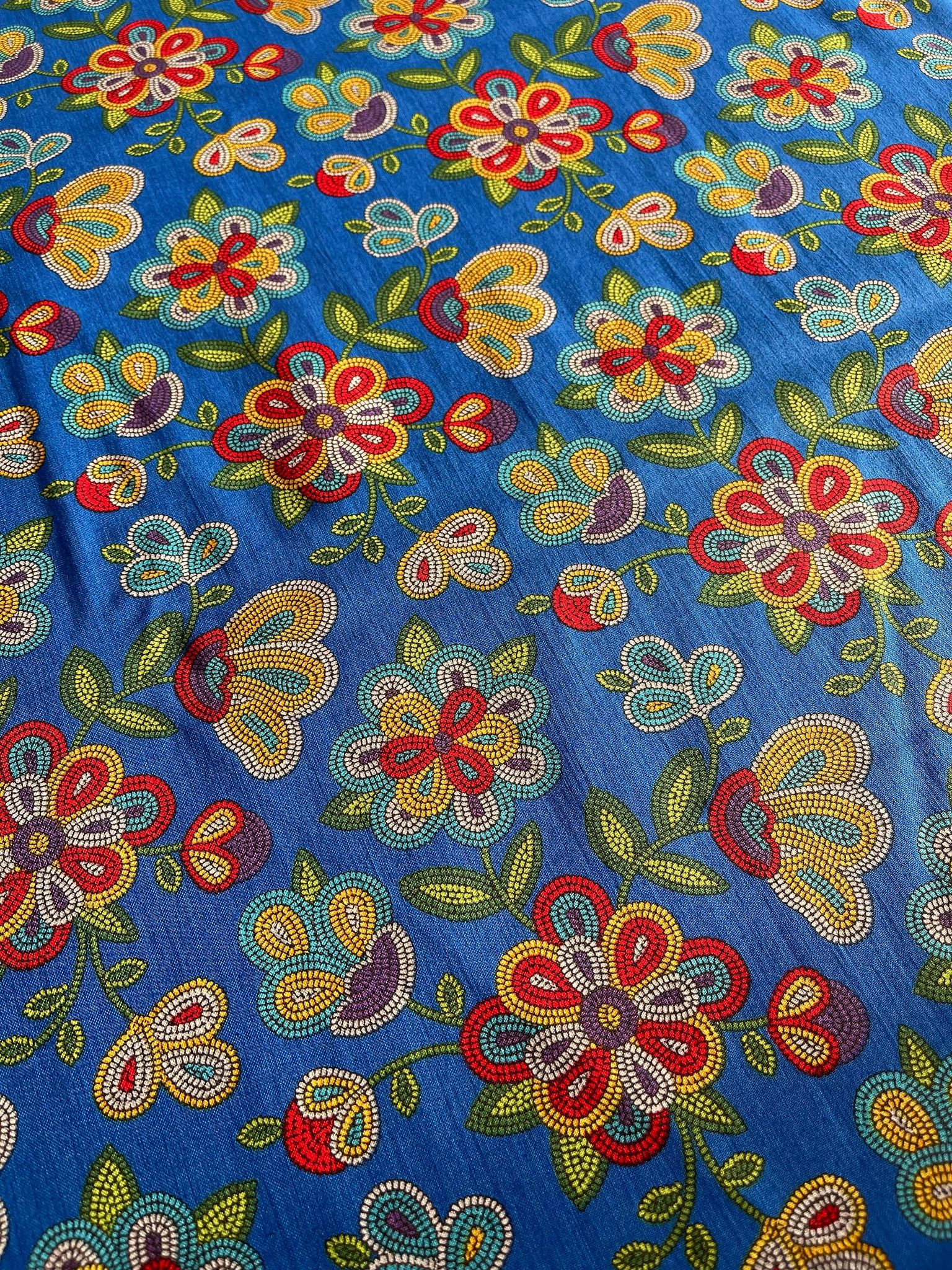 Royal Tucson Beaded Floral Design Cotton Fabric