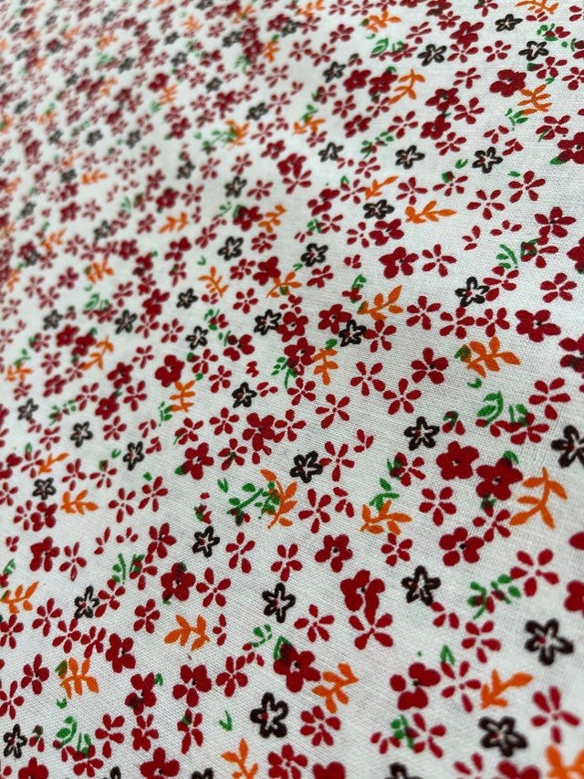 Red Calico Floral Cotton Fabric