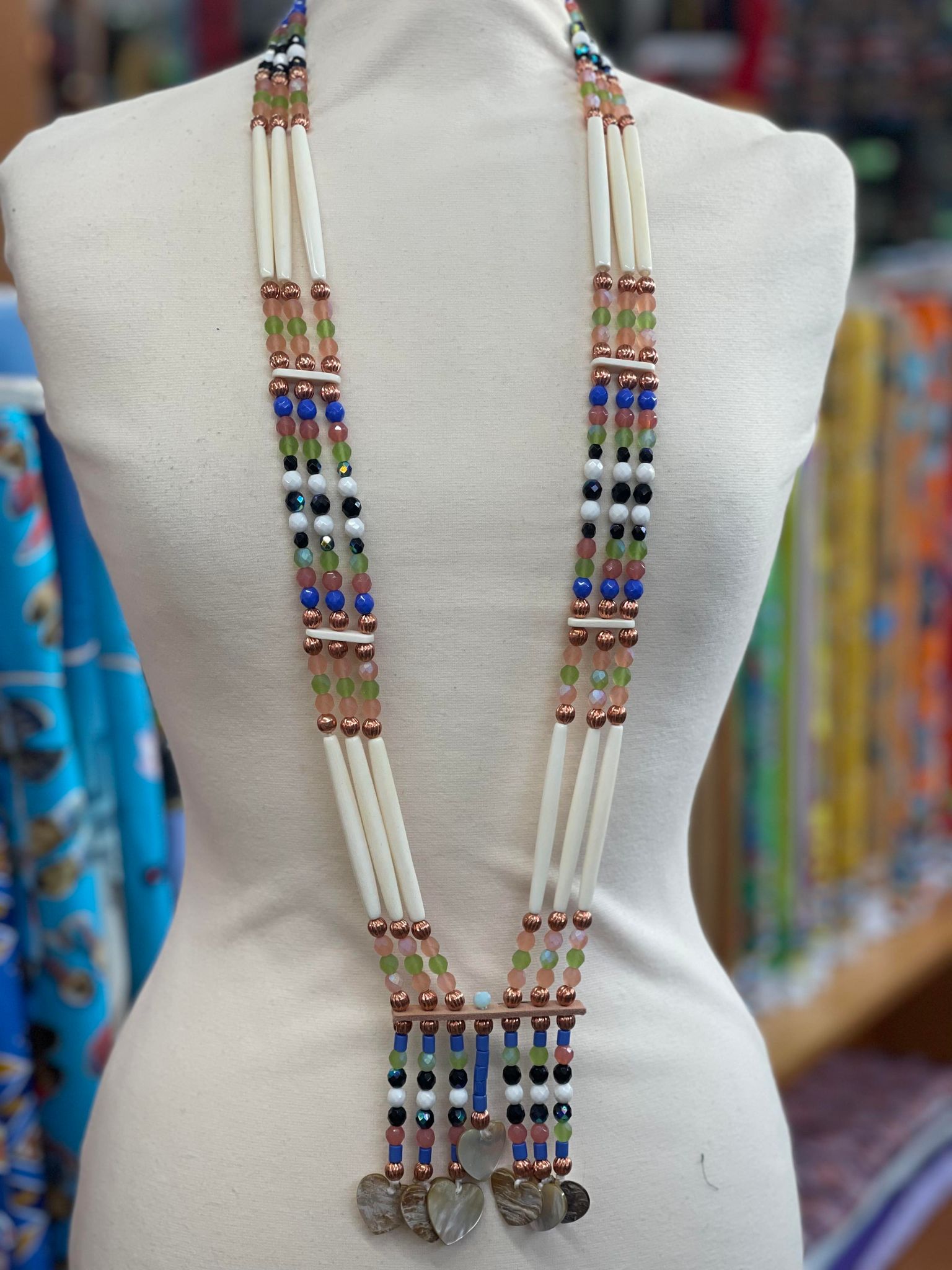 Long African Bone and Brass Statement Necklace – Dawn Franklin Designs